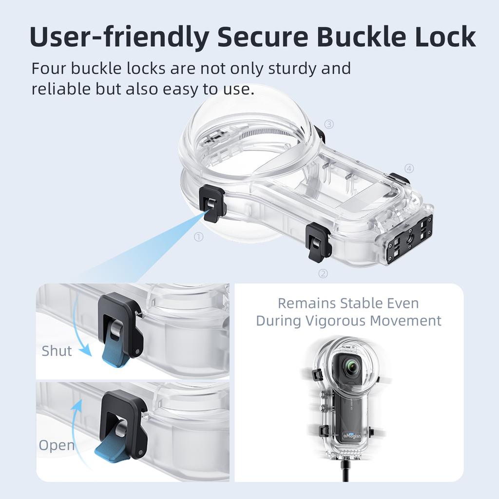 Водонепроницаемый кейс для Insta360 X5, Водонепроницаемый корпус, Подводный 60M, Невидимый кейс для дайвинга с крышкой для объектива, Аксессуары для Insta360 X5