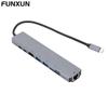 FUNXUN 8-in-1 Type-C 3.1 Hub with 4K HDMI, RJ45, SD/TF Card Reader, and Fast PD Charging for MacBook