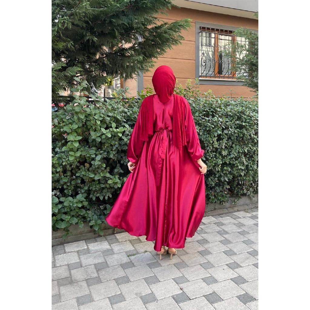 Атласное вечернее платье с эластичным поясом и поясом, темно-синее