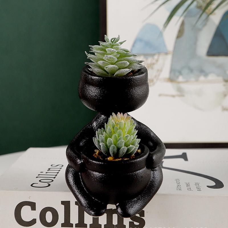 Абстрактная керамическая маленькая цветочная ваза креативная мясистая зеленая ваза для растений контейнер для домашнего рабочего стола украшения поделки садовые украшения