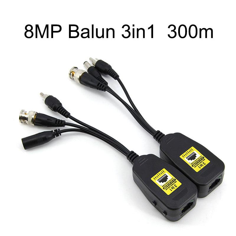1080P 8MP 2 в 1 3 в 1 канал пассивный Balun RJ45 CCTV видео трансивер коаксиальный BNC разъемы питания для HDCVI HDTVI AHD камеры