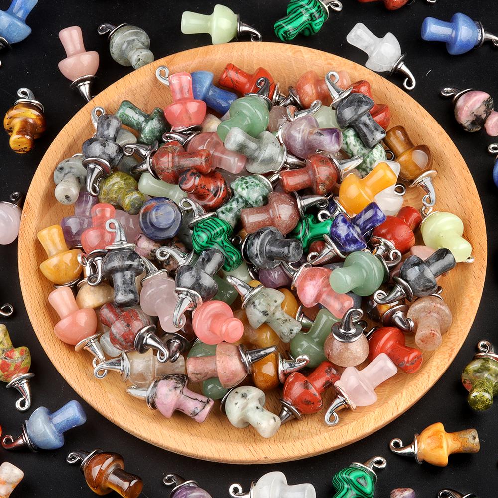 Хэллоуин Ведьмы Шляпа Натуральный Хрустальный Камень Гриб Подвеска Богемные Драгоценные Камни Подвески для Ожерелья Женщины Мужчины Изготовление Ювелирных Изделий Снова в Школу Ремесло