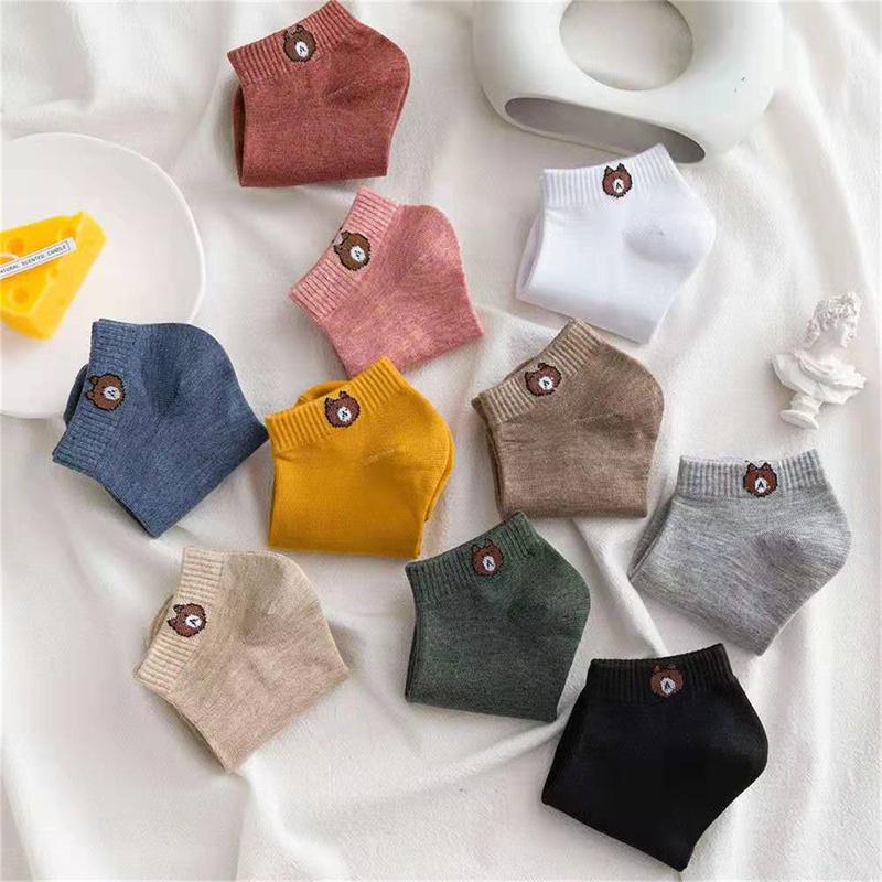 10 Pairs Winter Women Socks Bear Breathable Keep Warm Floor Anti-Skid Socks