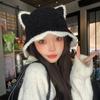 Cute Bear Autumn and Winter New Hat for Women Korean Version Versatile Imitation Lamb Velvet Fisherman Hat Winter Warm and Cute Basin Hat
