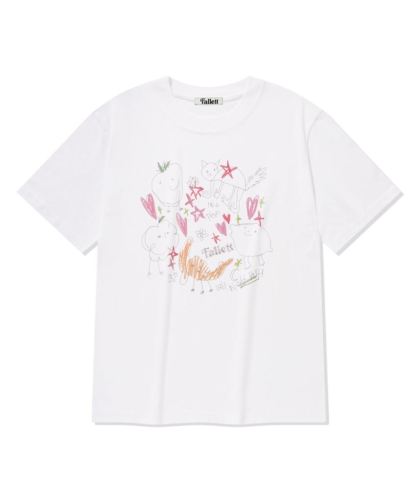 FALLETT Drawing Fruit Short Sleeve T-Shirt White