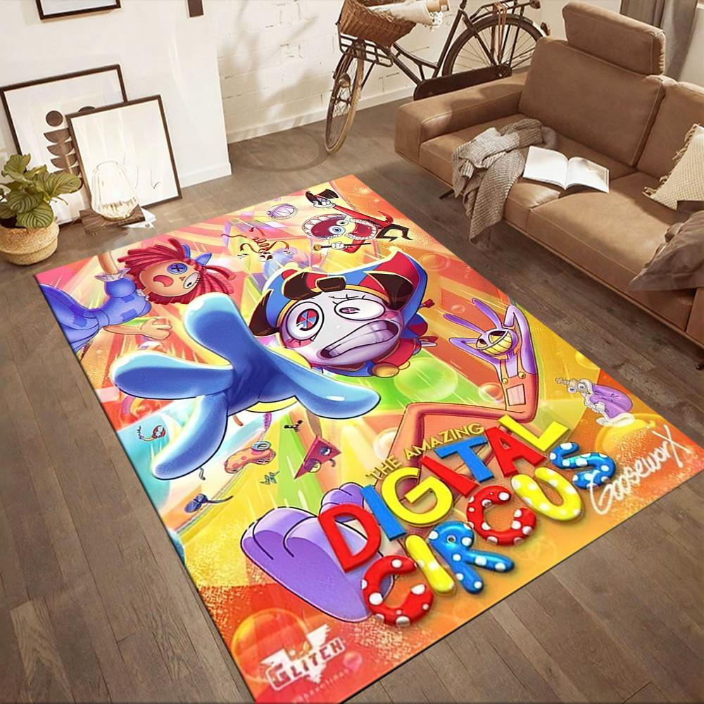Digital Circus Area Rug Design for Living Rooms Study room Balcony Dormitory Anti-slip Rug Anime Office Decor Perfect Birthday/Christmas Gift Idea