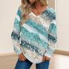 Women's Fashion Casual Long Sleeve Printed V- Neck Sweater Top