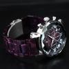 Salvatore Marra Men's Multifaceted Crystal Chronograph Watch with Acetate Strap, Gradient Purple (SM19104A-SSPL)