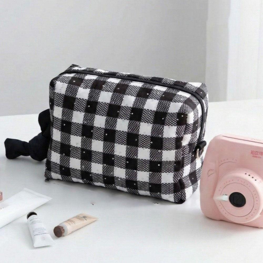 Large Capacity Makeup Bag Checkerboard Pattern Women Toiletry Bag Women Girls