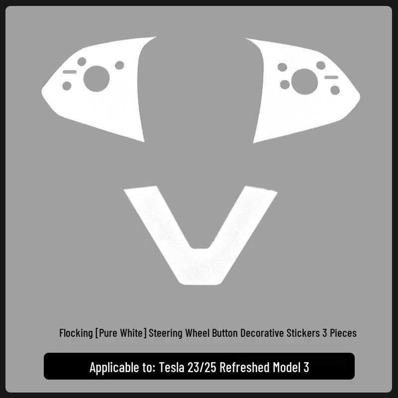 Suede Steering Wheel Cover & Button Stickers for Tesla Model Y/3