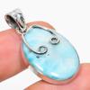 Natural Republic Larimar Gemstone 925 Solid Sterling Silver Pendant 1.75" I5r52