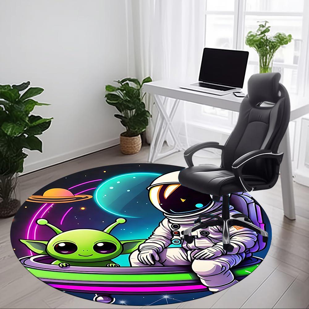 1pc Astronaut Alien Office Round Area Rug, Under Office Chairs Bedroom Living Room Home Decor, Room Deco