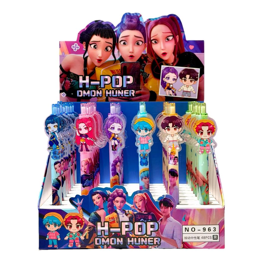 Cute Demon Hunters Anime K-POP Acrylic Topper Black Gel Pens, Kids Stationery for Student Study Supplies