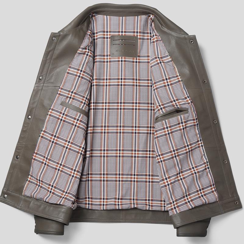 Кожаная куртка Кожаная куртка с лацканами Мужская куртка из овчины Тонкая кожаная куртка High Sense