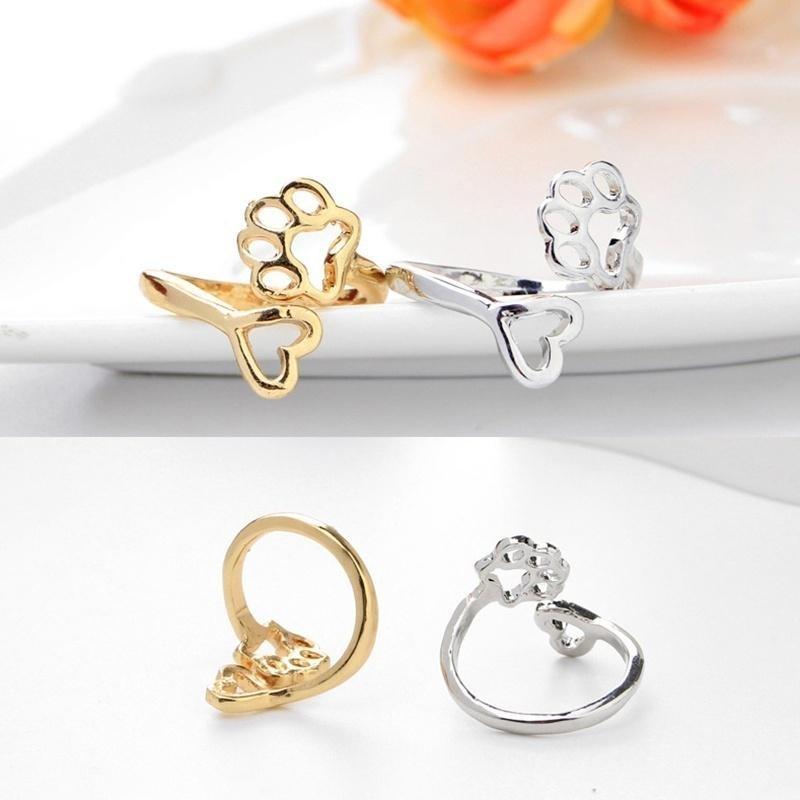 Всегда в моем сердце " Регулируемое кольцо Следы Сердце Ювелирные изделия для владельцев собак