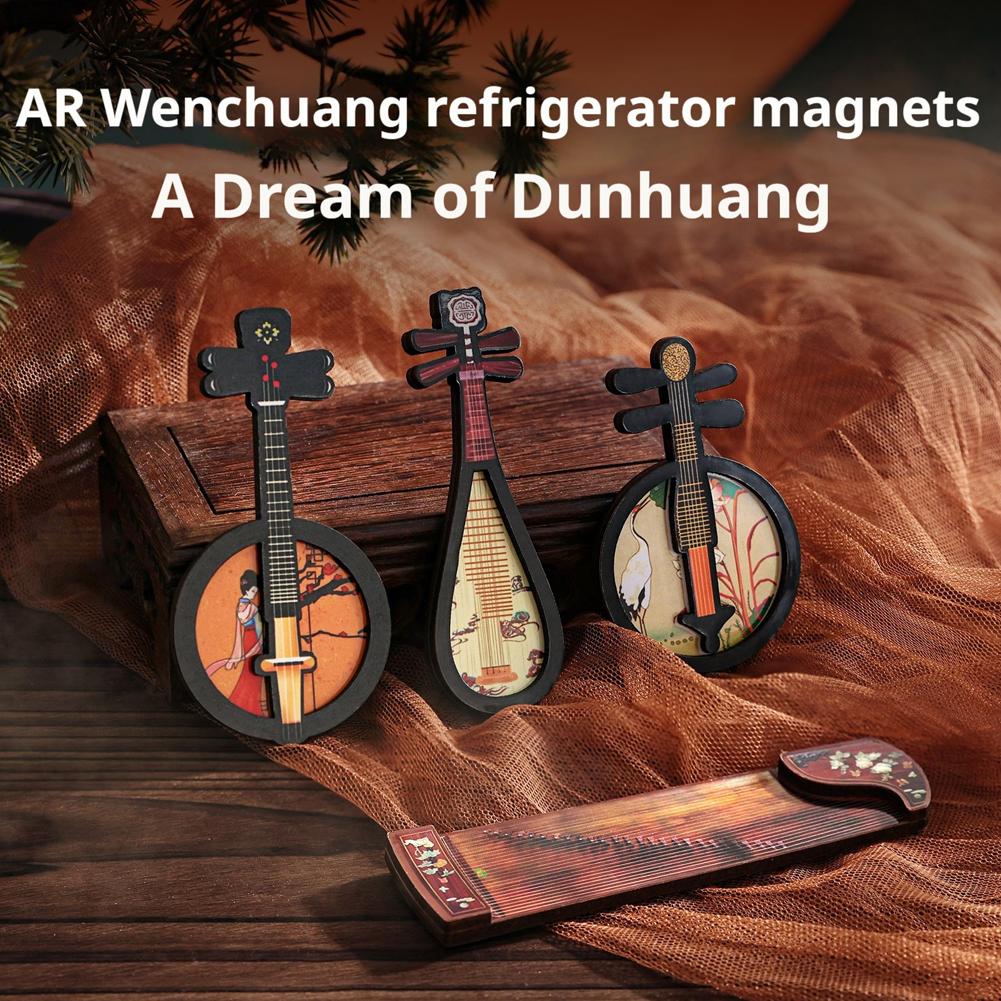 Миниатюрные Пипа Жуань Гучжэн Магнитная Наклейка на Холодильник Ручная Резьба Культурный Артефакт Коллекционный Подарок Декор для Дома