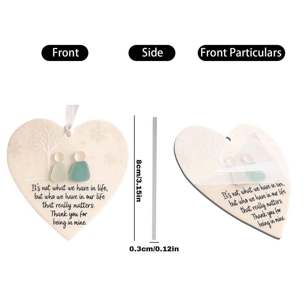 Heart-Shaped Sea Glass Friendship Decor,Friendship Heart Keepsake,Friendship Heart Ornament For Tree Hanging Ornaments, Sea Glass Art For