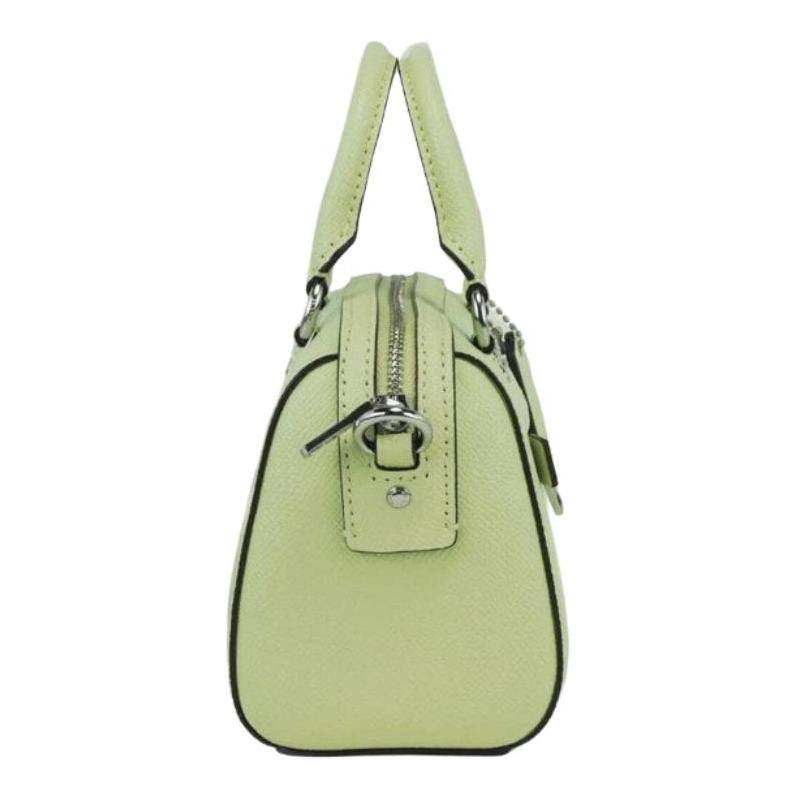 COACH Rowan 27 zipper closure inner zipper multi-function pocket cross-grain leather shoulder crossbody handbag large size women's light stone gray