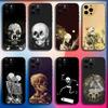 Художественный чехол-череп для iPhone 16,15,14,13,12,11, Pro, X, XS, Max, XR, Plus, Mini Мягкий черный чехол