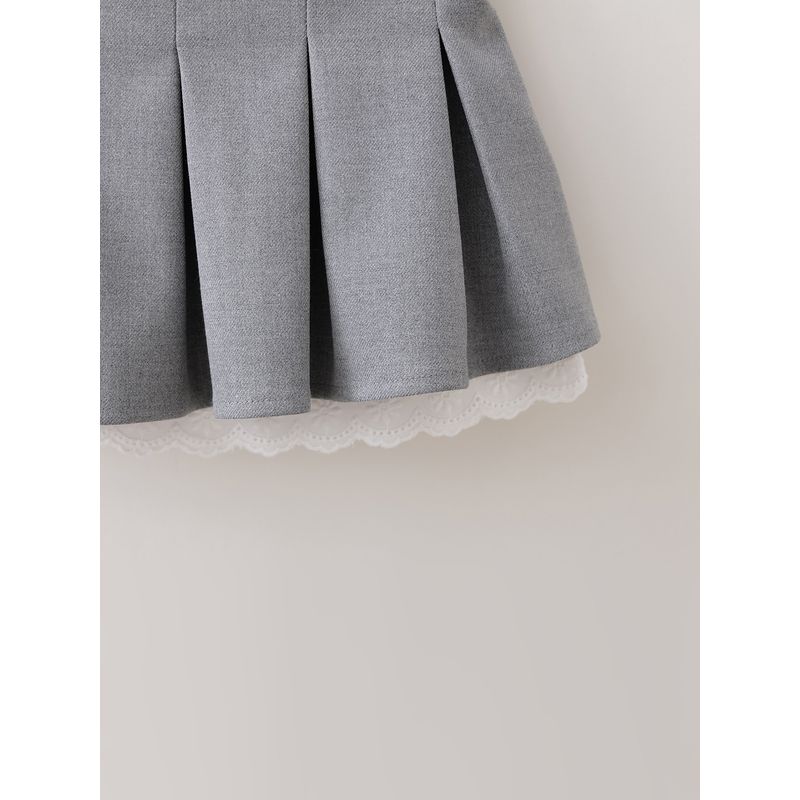 Mark Jenny Retro Preppy Style Girls' Miu Series Lace Pleated Skirt Baby Half Skirt Spring Outfit 560282