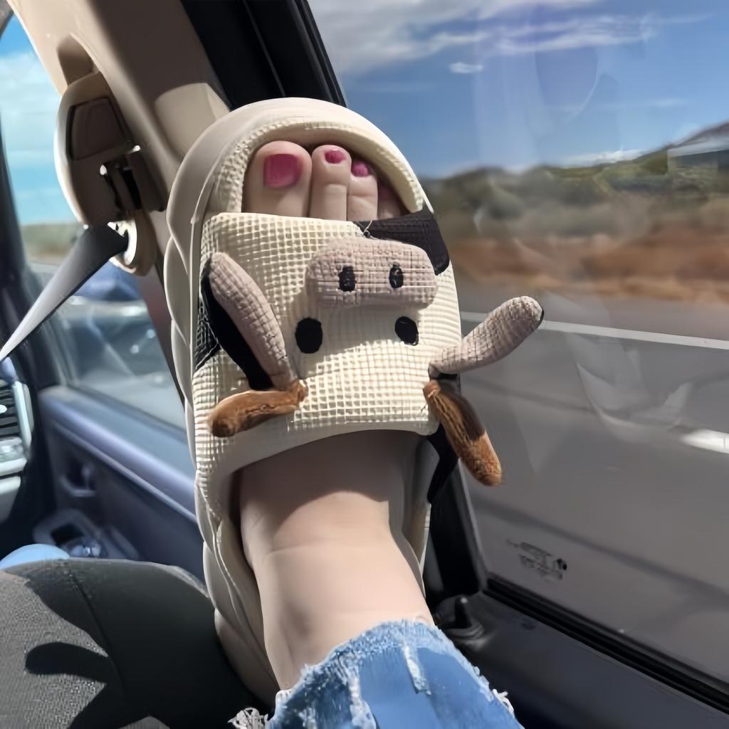 Non-slip Universal Indoor Home Cotton Linen Sandals Cute Cartoon Cow Linen Slippers Man Four Seasons