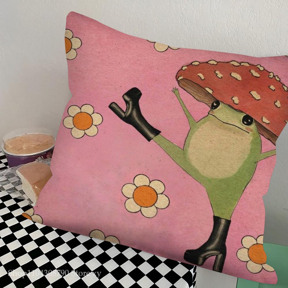 1 шт. Забавная наволочка в стиле ретро с изображением растений и грибов, квадратная, для спальни, дивана, отдыха, комфорта, автомобиля, гостиной, домашнего декора.