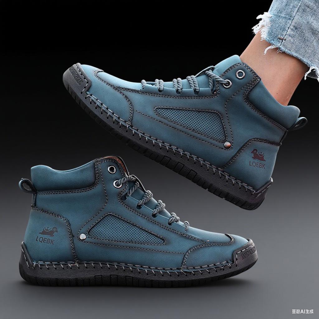 Fashion Short Boots Men Leather Sports Shoes with Handmade Stitching Design 2025 Women's Retro Loafers Suitable for Street Casual Style