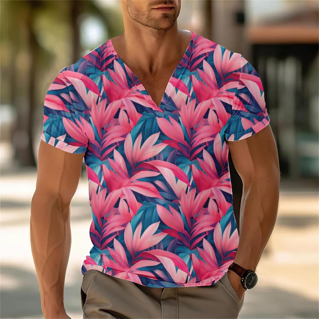 Мужской повседневный топ с V-образным вырезом и короткими рукавами, свободный повседневный модный топ для отдыха