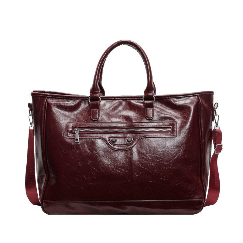 Досуг Большая вместительная сумка-тоут Новые женские сумки для шопинга и путешествий Красные сумки Ретро из искусственной кожи для студентов колледжа одно плечо сумки