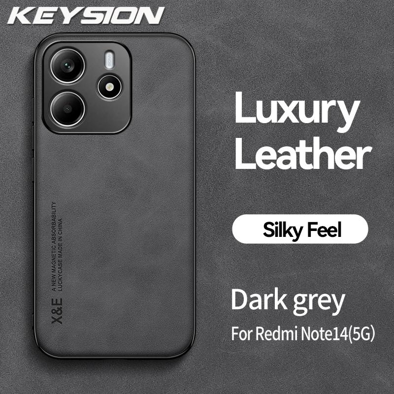 KEYSION Роскошный ретро чехол из ПУ кожи для Redmi Note 14 4G 14 Pro 5G Силикон+ПК Ударопрочный чехол для телефона для Redmi Note 14 Pro+ 5G