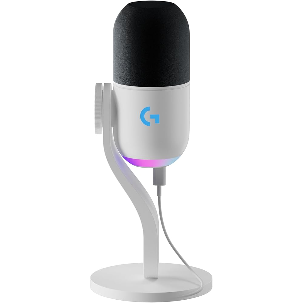 Logicool G Yeti GX Динамический игровой микрофон Суперкардиоидный Шумоподавление RGB LIGHTSYNC USB для ПК и Mac Белый