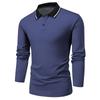 Solid Color 2-piece Black Button Men's Long Sleeved Polo Shirt with 3D Digital Printing for Comfortable Spring Hot Outdoor Style