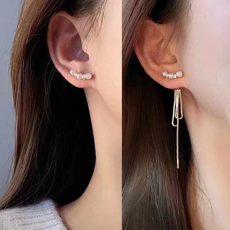 WICKM длинные серьги с жемчужной бахромой женские Популярность Совместимы с металлической аллергией кольцо игла из серебра S925 милые серьги 18-каратное золото любитель годовщина