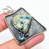 K2 Blue Azurite, Blue Topaz 925 Sterling Silver Gift Pendant 2.01" n8I48