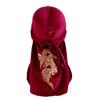 Women Kerchief Chinese Style Dragon Embroidery Lace-up Strap Adjustable Golden Velvet Windproof Solid Color Pirate Headcloth Nobility Symbol Scarf