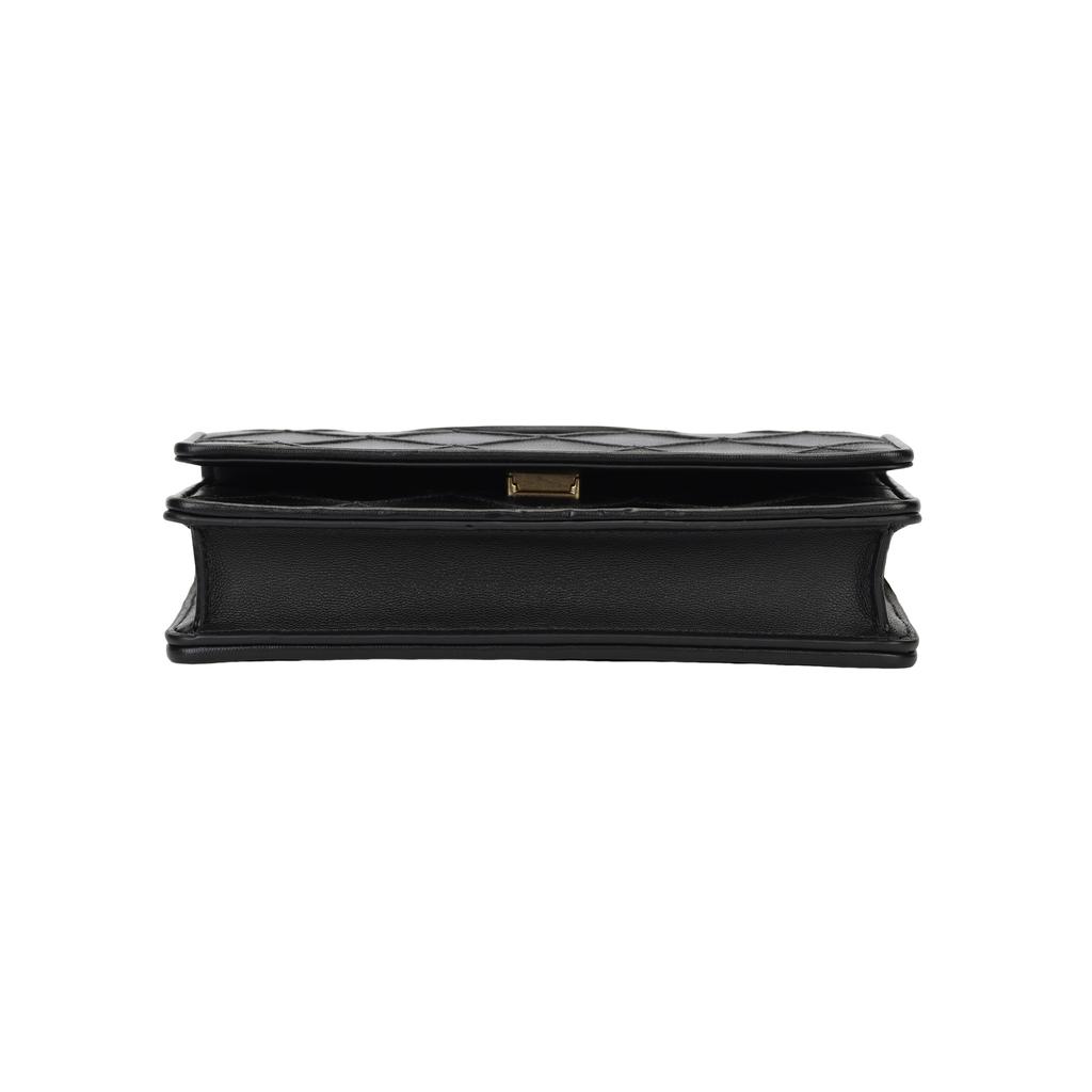 Tory Burch Fleming Double T Bag Soft Silhouette Leather Shoulder Crossbody Wallet Mini Women wallet Black 138853-001