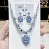 Trendy Heart Pendant Jewelry Set Earring Pendant Necklace for Women Bridal Wedding Exquisite Fashion Zirconia Party Banquet Gift