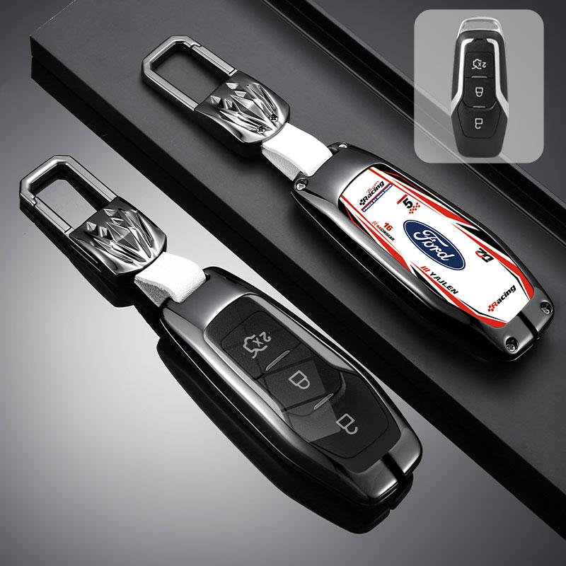 KLKY5 Car Key Case Cover Shell Racing Style Design Accessories For Ford Fusion Mondeo Mustang F-150 Explorer Edge 2015 2016 2017 2018
