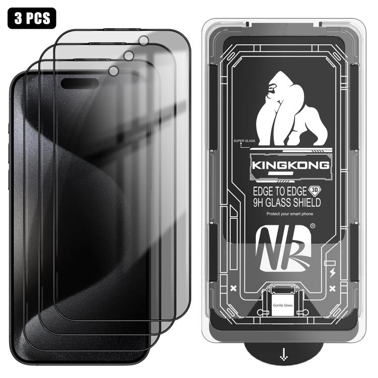 3Pcs Easy Install Dust-Free 3D Curved Privacy Electroplated Explosion-Proof Tempered Glass Screen Protector