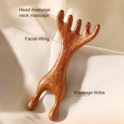 Массажная расческа для головы из сандалового дерева, инструмент Гуаша, чесалка для спины, ручная расческа с широкими зубьями для вьющихся волос, массажер для кожи головы для снятия стресса