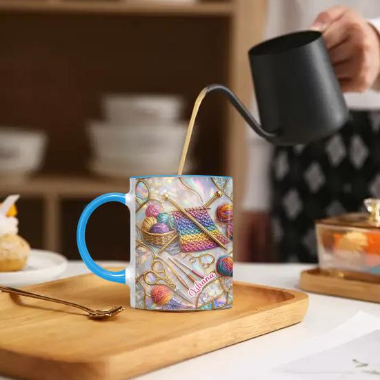 325/450 мл Кружка для вязания и шитья с ручкой, термостойкая керамическая, большой емкости, для чая, молока, воды, подарок для любителя шитья