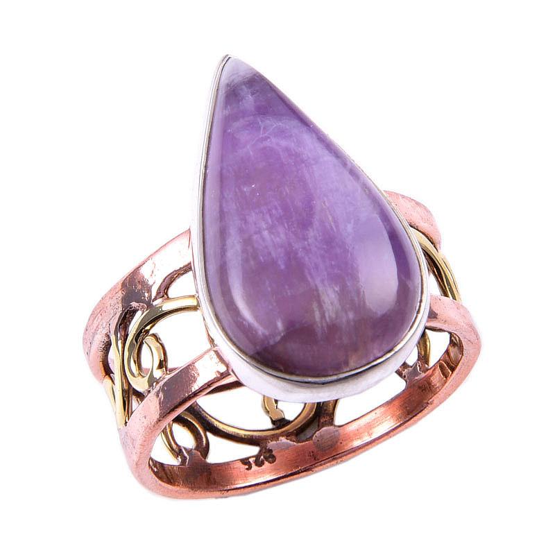 Натуральный камень Тиффани, драгоценный камень 925, твердое серебро, ювелирные изделия, двухцветное кольцо S.9US N4D99