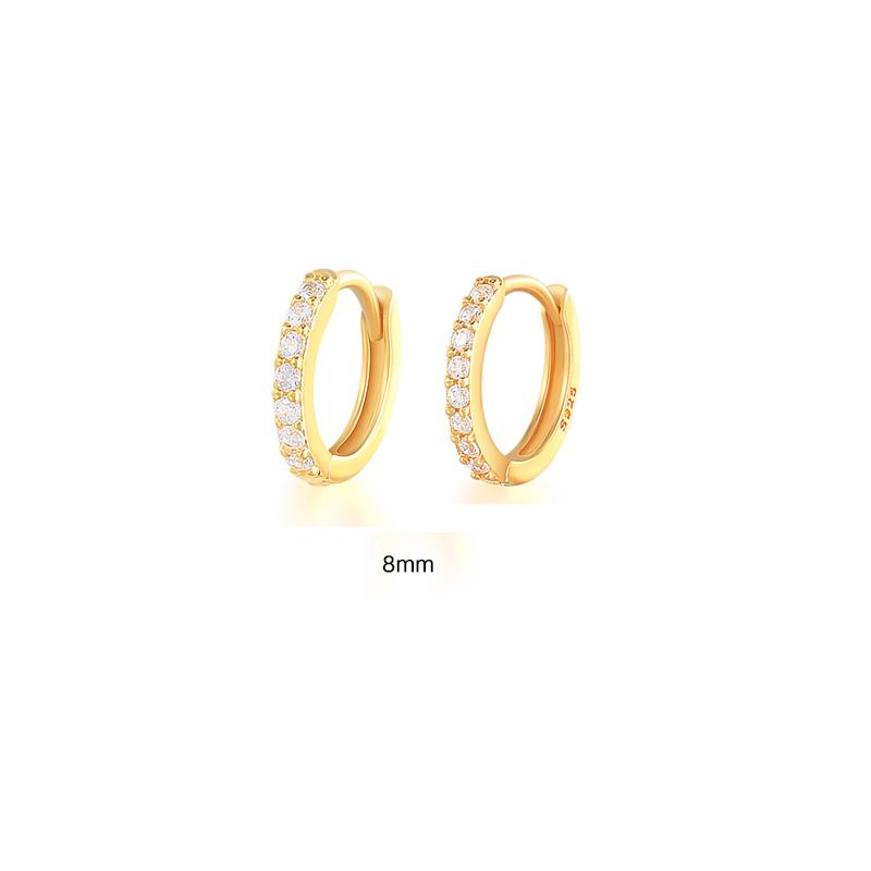 6/7/8/9 MM Cartilage Circle Earrings 925 Silver Bling CZ Huggie Hoop Earring for Women Piercing Buckle Wedding Jewelry