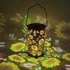 Decorative Garden Lights Solar Powered Waterproof Metal Floral Outdoor Lanterns Pattern Warm Glow Ambient Light