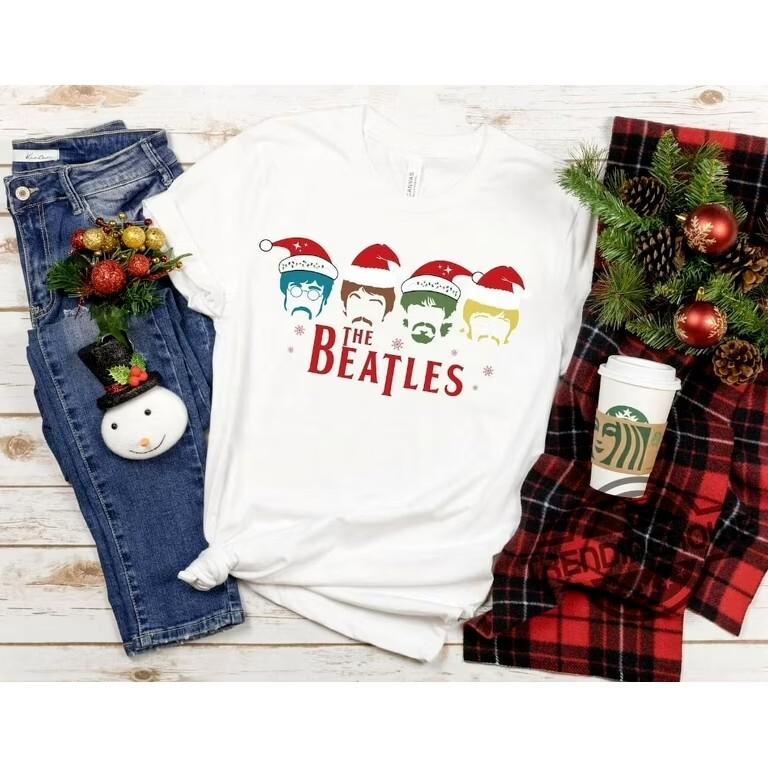 С Рождеством Группа The Beatles Футболка всех размеров Белая Подарок для фаната TT1239 Унисекс футболка