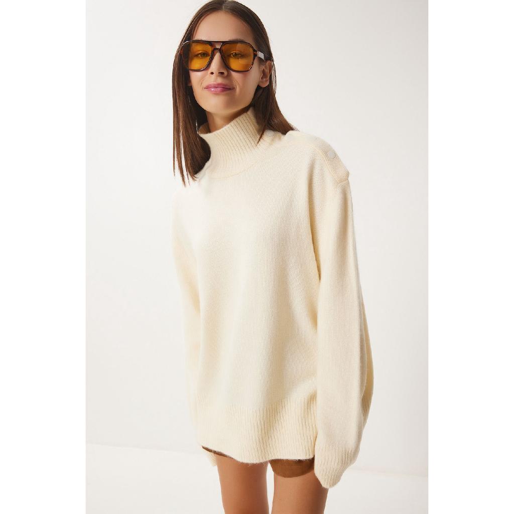 Women's Anthracite Turtleneck Knitwear Sweater Fn03390