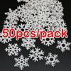 (50Pcs/pack) 35mm White Mix Shape Wooden Snowflakes Christmas Ornaments Christmas Tree Pendants Decorations For Home