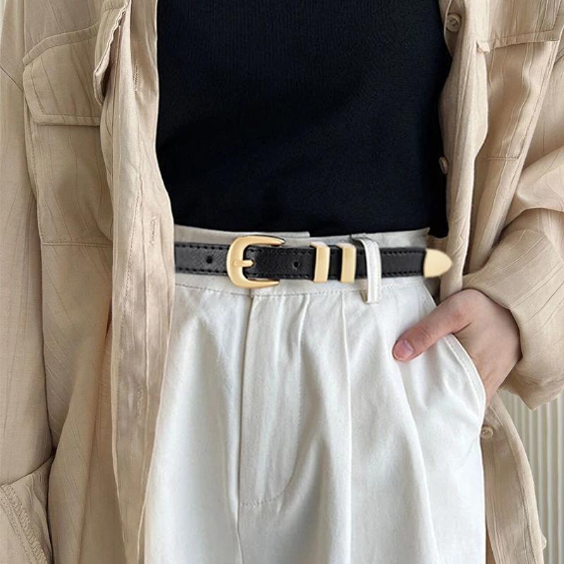 Женский ремень, трендовый ремень с золотой пряжкой, модный повседневный универсальный тонкий ремень, мягкий ремень из искусственной кожи, джинсовый ремень, подарок для мамы, девушки