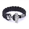 Men 'S Viking Stainless Steel Ghost Head Thor 'S Hammer Umbrella Rope Braided Bracelet Outdoor Survival Bracelet