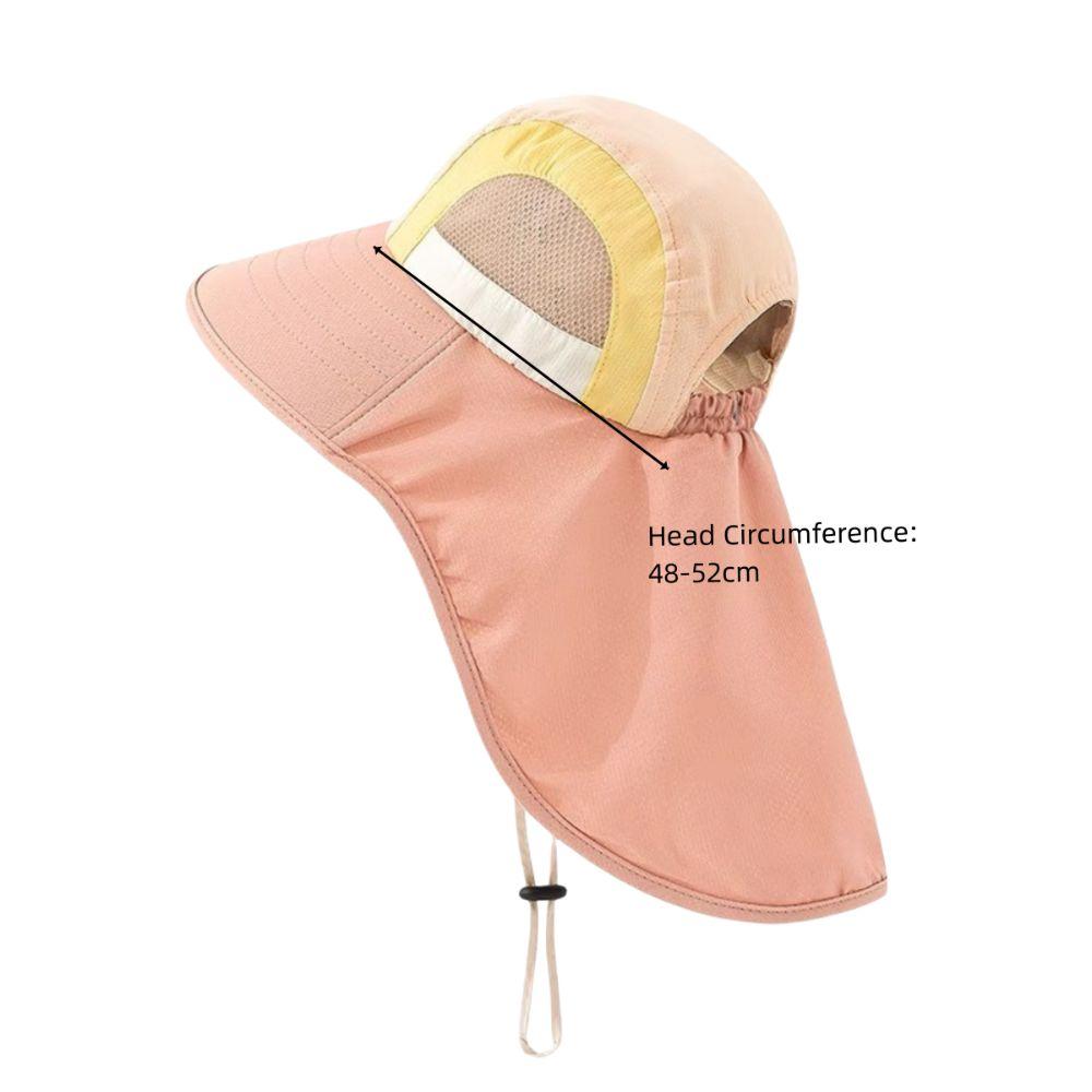 New Neck Flap Baby Sun Hat Polyester with Strap Bucket Hat UV Protection Breathable Wide Brim Beach Hats for Boys Girls